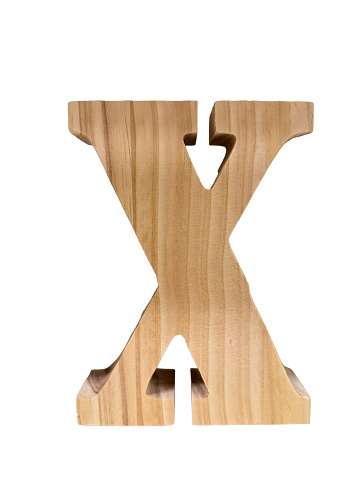 Wooden letter x solated on white background