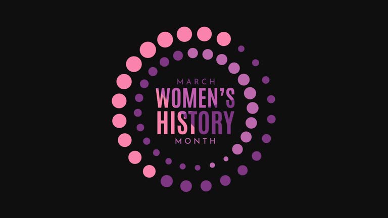 Women's History Month poster, background, March. 4k animation