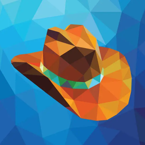 Vector illustration of Cowboy Hat Low Poly Colorful