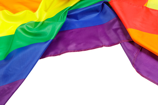 The Gay Pride Flag used for Illustrations with white background and copy space