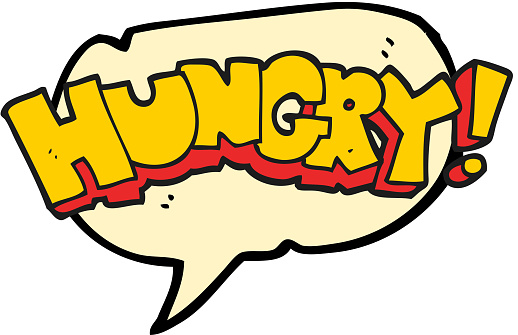 freehand drawn speech bubble cartoon hungry text