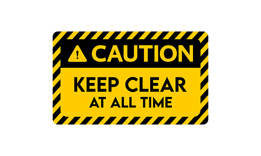 vector illustration features a caution sign with the phrase 