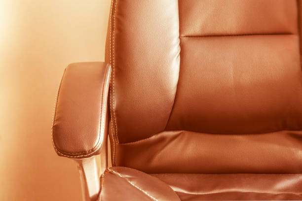 brown leather computer chair. Business background.