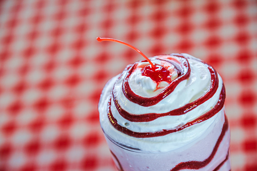 American style milkshake with cherry