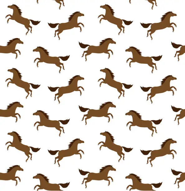 Vector illustration of Vector seamless pattern of flat bay horse