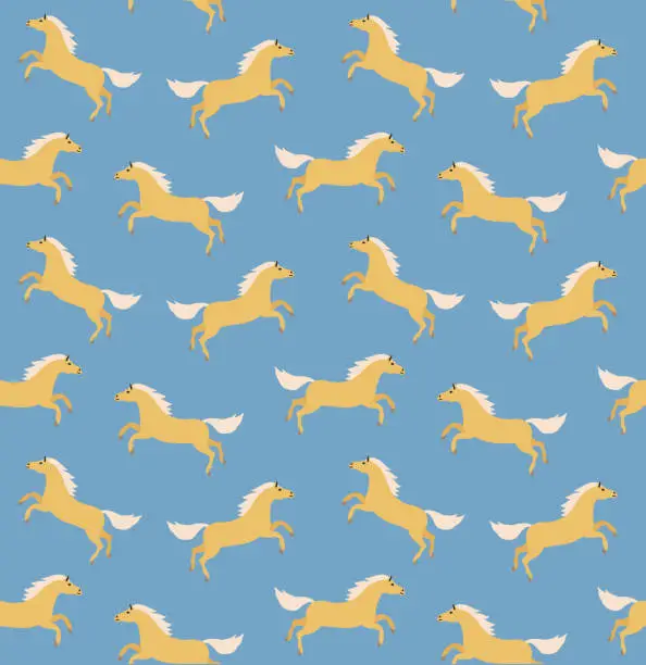 Vector illustration of Vector seamless pattern of flat horse