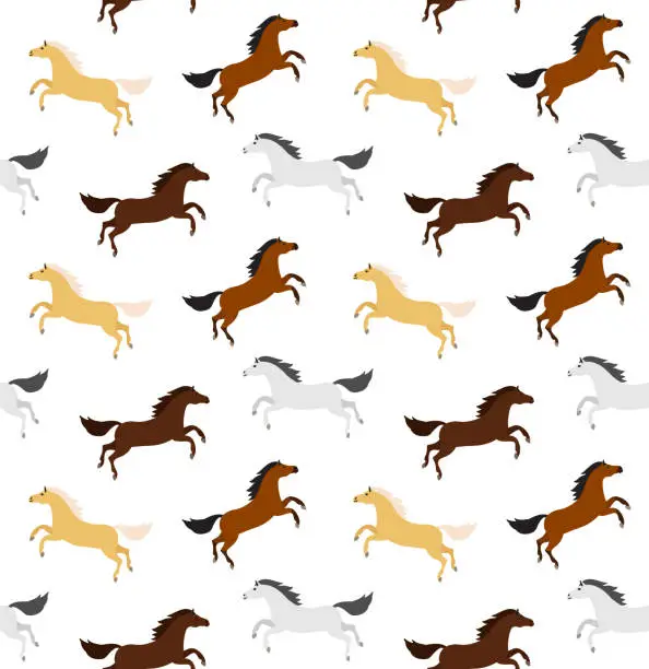 Vector illustration of Vector seamless pattern of different color flat horse