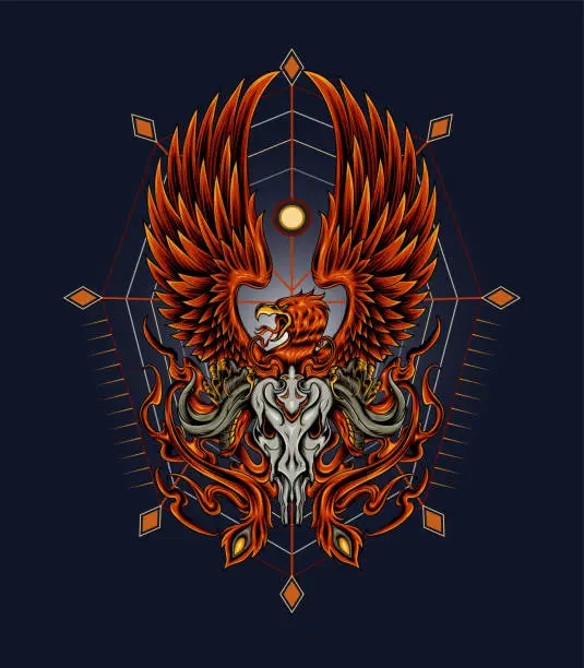Vector illustration of Phoenix, The fire bird