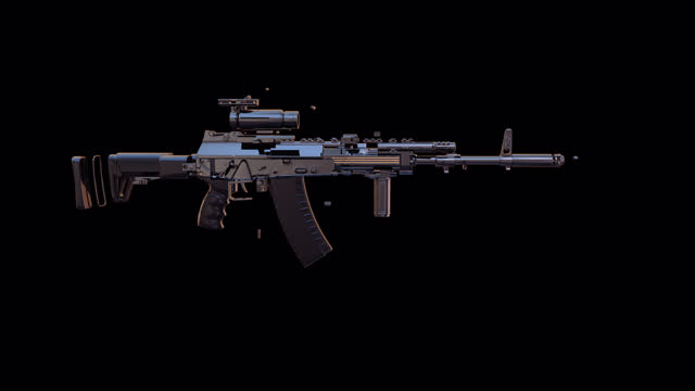 AK 47 Transforming animation with transparent (alpha) background