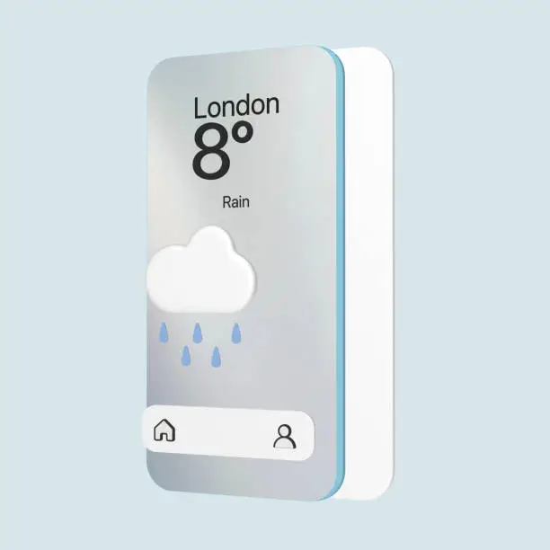 Mobile app interface ui weather set for weather forecast. 3d modern glass isomorphism design ,startup application
