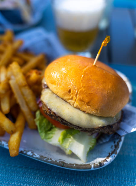 istock Hamburger with fries 1463977718