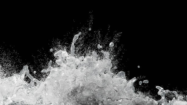 istock 3D Illustration.Image of splashing water on black background. With splashes. 1463979836