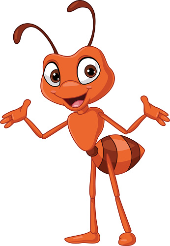 Vector illustration of Cartoon cute ant on white background