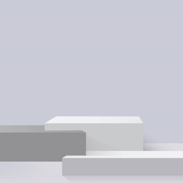 istock 3d gray color podium and minimal white color wall scene. 3d podium minimal abstract background. Vector 1463983295