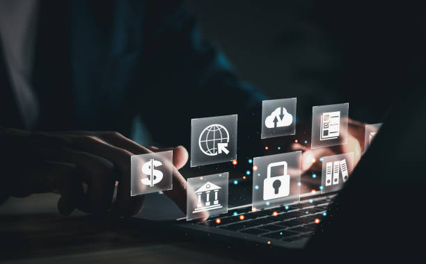 istock Cyber ​​security concept. Security of financial network information. Network connected devices and personal data security. 1463986123