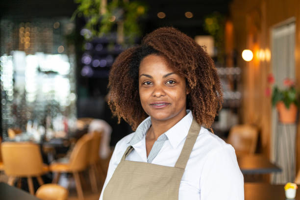 istock Waitress portrait in sophisticated restaurant 1463987466