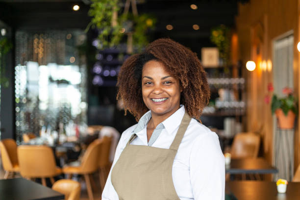 istock Waitress portrait in sophisticated restaurant 1463987477