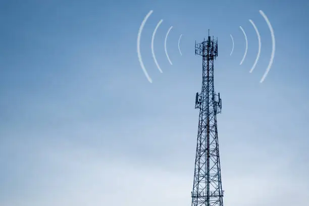 Photo of telecommunication mast TV antennas wireless technology