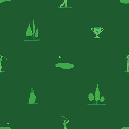 Golf Scenery doodle seamless pattern. Cartoon illustration vector illustration background. For print, textile, web, home decor, fashion, surface, graphic design