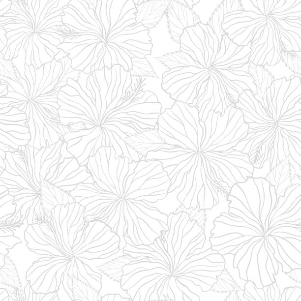 히비스커스 꽃 완벽 한 패턴입니다. 벡터 일러스트 레이 션 바틱 꽃 디자인 배경입니다. - batik pattern abstract decoration stock illustrations