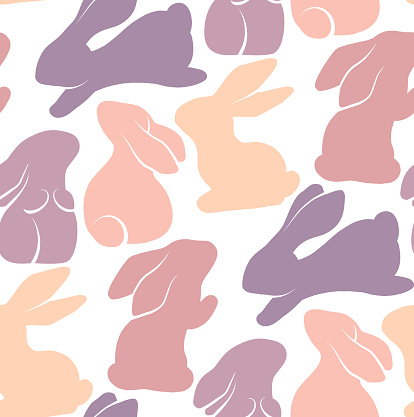 Rabits Texture Vector Seamless Pattern With Rabbits In Various Poses Texture With ...