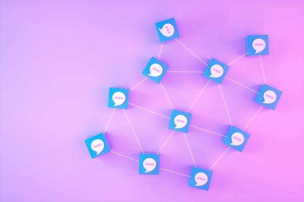 istock Cubes with Speech Bubbles, Online Communication and Social Networking Background 1464002378