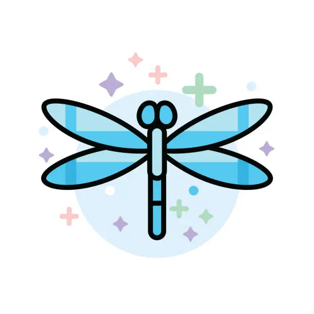 Vector illustration of Dragonfly Icon Line Art