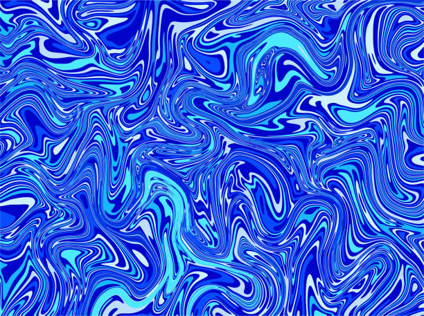 istock Blue wave in marble ink acrylic design. Abstract water flow painting design. 1464009336