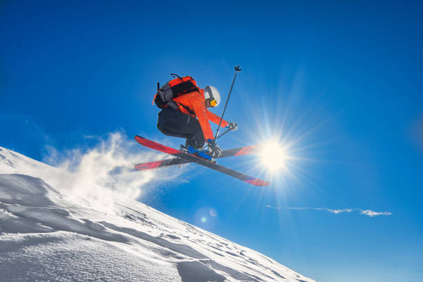 istock Free-rider skier during a jump 1464023060
