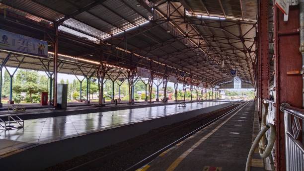 istock Line of train arrivals on a quiet day. 1464025209
