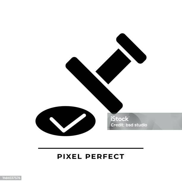 Approval Stamp Black Glyph Icon Stock Illustration - Download Image Now