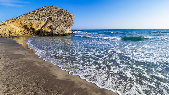 Beach of Mónsul, Cabo de Gata-Níjar Natural Park, UNESCO Biosphere Reserve, Hot Desert Climate Region, Almería, Andalucía, Spain, Europe