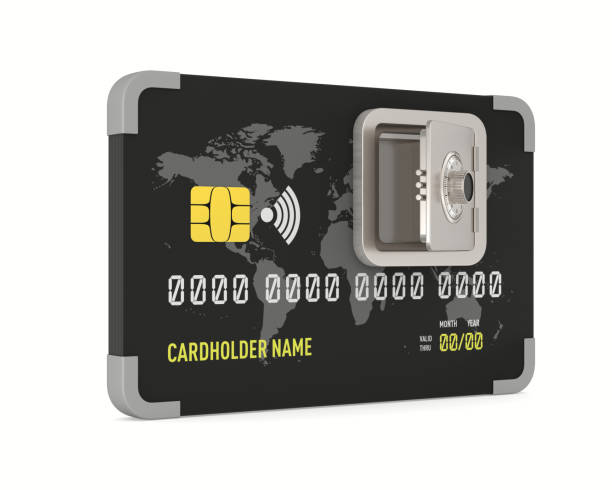 istock credit card with safe on white background. Isolated 3D illustration 1464038572