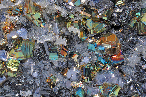 Beautiful cluster of pyrite, quartz, galena, quartz pin