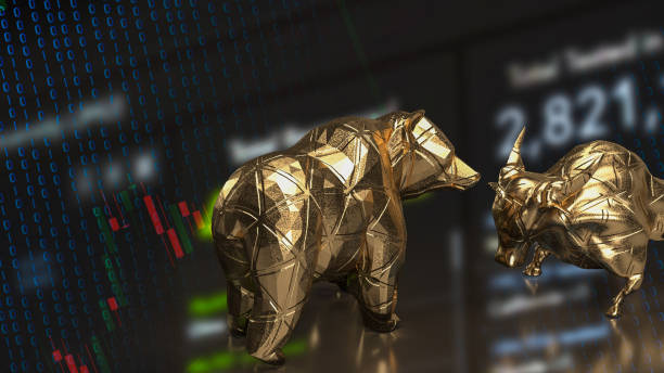 istock The gold bull and bear on chart for business concept 3d rendering 1464051040