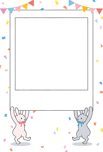 Template Illustration for Birth Announcement Card. White Background.