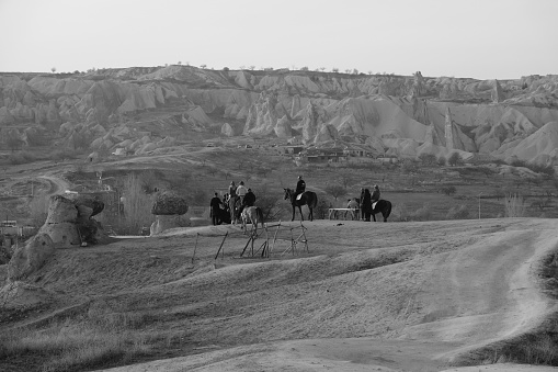 Black and White Cowgirl Environmental Portrait