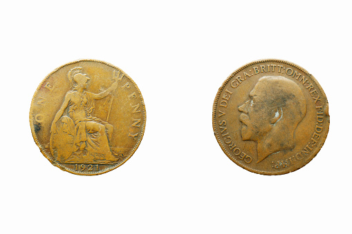 One penny coin 1921, Front and back