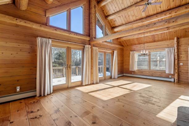 istock Interior of a wooden house 1464064002
