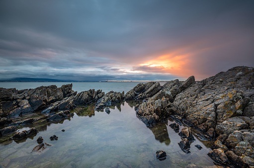A beautiful sunset landscape on the coast of Howth in Dublin