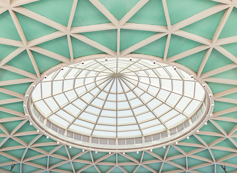 Skylight on steel frame curved roof