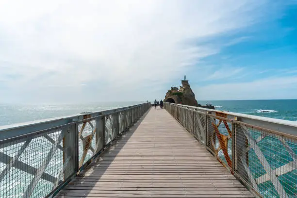 Photo of Wooden bridge near Plage du Port Vieux in Biarritz in south-eastern France
