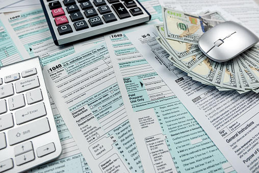 2022 blank Income Tax Return Form 1040. accountant concept, deadline