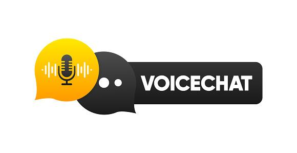 Voice chat message banner with microphone. Correspondence with voice messages. Audio message concept. Vector illustration