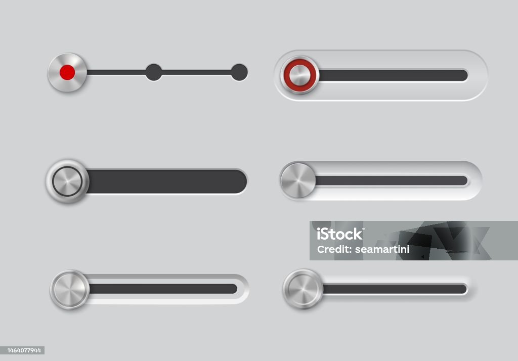 Volume Button Ui Ui Slider Interface Or Volume Control Bar Buttons Stock Illustration ...