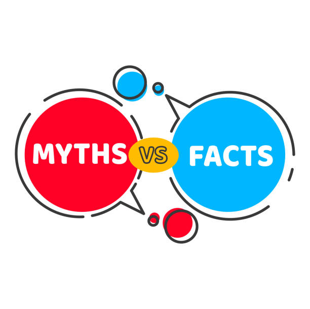 иконка «мифы против фактов» с тонкими речевыми пузырьками - badge blue crime law stock illustrations