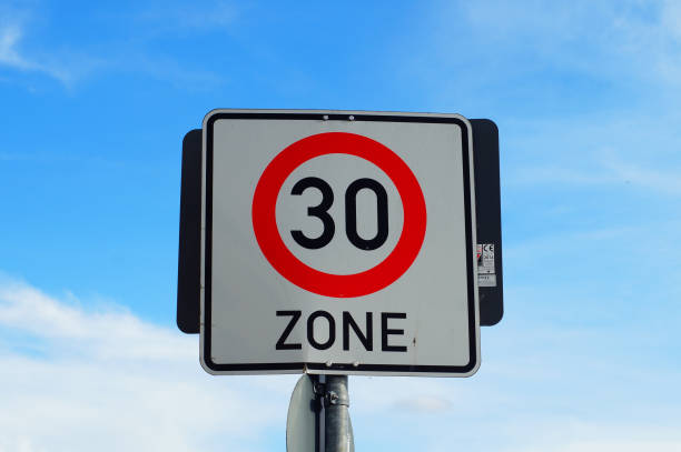 istock Street sign Tempo 30 Zone, speed limit. 1464081086