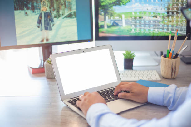istock Closeup shot of a businessman using his laptop at work 1464081445