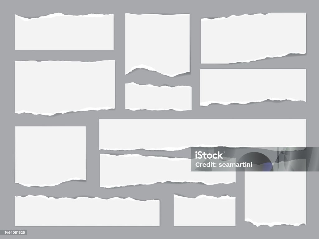 White paper rips, torn page pieces, scrap shreds - Royalty-free Papier vectorkunst White paper rips, torn page pieces, scrap shreds - Royalty-free Papier vectorkunst