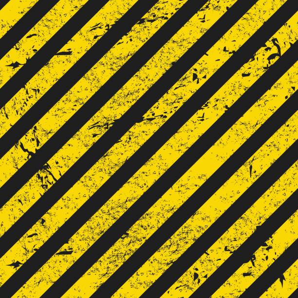 illustrations, cliparts, dessins animés et icônes de rayures noires jaune grunge, fond d’avertissement - safety yellow road striped